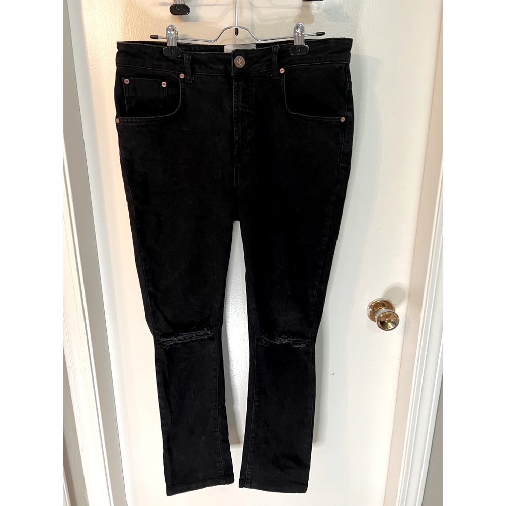One Teaspoon Black Skinny Jeans with knee rips